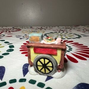 Vtg Christmas Village Roasted Chestnut Vendors Cart Dickens Collectables